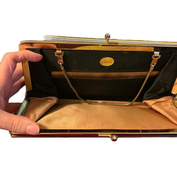 Andé Vintage Black Shiny Clutch Wristlet HandBag - Picture 4 of 10